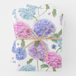 Waterverf Gemengde tuin Hydrangea Flowers Inpakpapier Vel