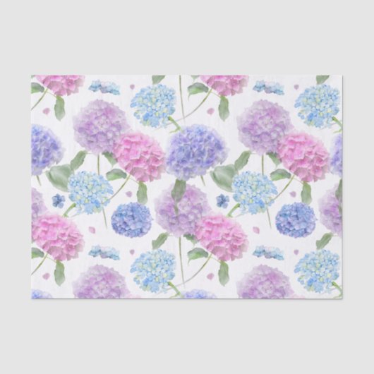 Waterverf Gemengde tuin Hydrangea Flowers Tissuepapier (Voorkant)