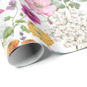 Waterverf gemengde tuinbloemen cadeaupapier (Rol Hoek)