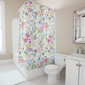Waterverf gemengde tuinbloemen douchegordijn (In situ)
