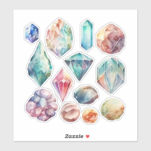Waterverf Gemstenen Vinyl Sticker (Vel)