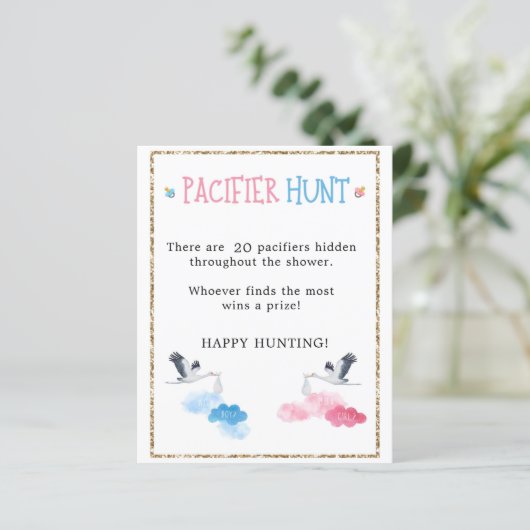 Waterverf Gender onthulling Pacifier Hunt Game (Staand voorkant)