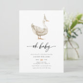 Waterverf Genderneutraal Gans Baby shower Kaart (Staand voorkant)