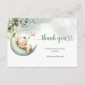 Waterverf genderneutraal groen beer Bedankt Informatiekaartje (Voorkant)