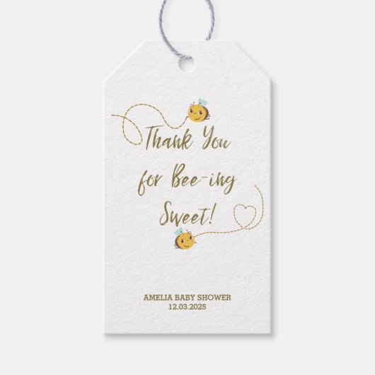 Waterverf genderneutraal Mama naar Bee baby shower Cadeaulabel (Voorkant)