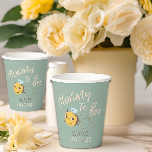 Waterverf genderneutraal Mama naar Bee baby shower Papieren Bekers