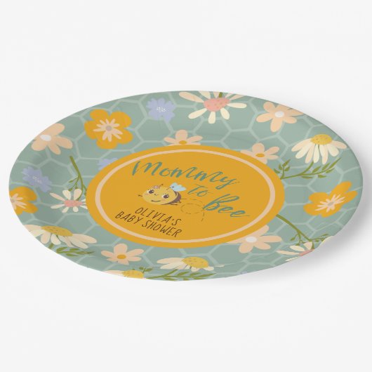 Waterverf genderneutraal Mama naar Bee baby shower Papieren Bordje (Gekanteld)