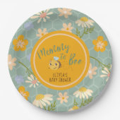 Waterverf genderneutraal Mama naar Bee baby shower Papieren Bordje (Voorkant)