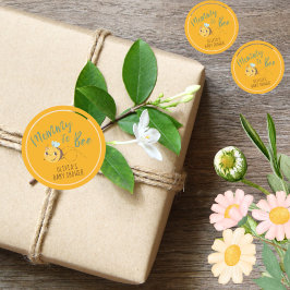 Waterverf genderneutraal Mama naar Bee baby shower Ronde Sticker