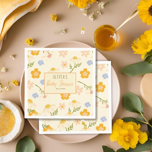 Waterverf genderneutraal Mama naar Bee baby shower Servet