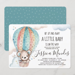 Waterverf Genderneutraal Teddy Bear Baby shower Kaart