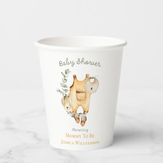 Waterverf Genderneutrale Boho Baby shower Papieren Bekers (Voorkant)