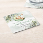 Waterverf genderneutrale teddybeer boven de maan kartonnen onderzetters (Schuin)