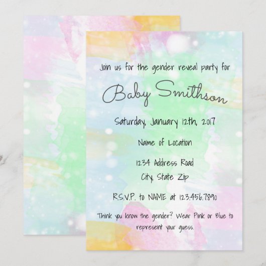 Waterverf Genderonderzoek Uitnodiging (Voorkant / Achterkant)