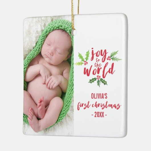 Waterverf Geniet van de Eerste Kerstdag van de Wer Keramisch Ornament (Links)