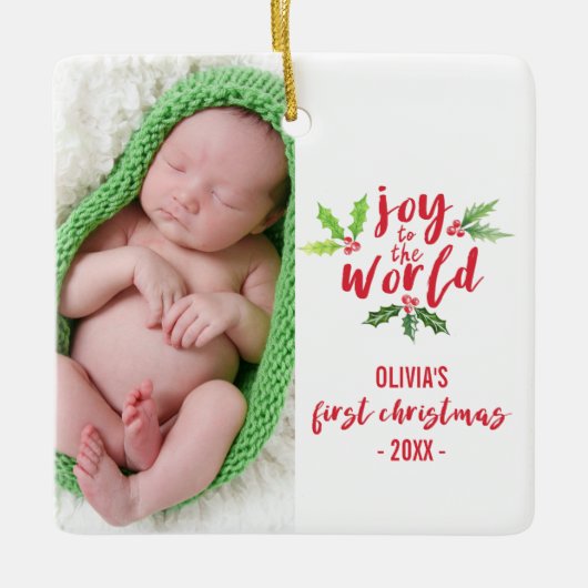 Waterverf Geniet van de Eerste Kerstdag van de Wer Keramisch Ornament (Voorkant)