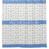 Waterverf Gentle Blue Floral Shower Douchegordijn (Voorkant)