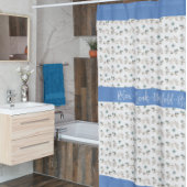 Waterverf Gentle Blue Floral Shower Douchegordijn