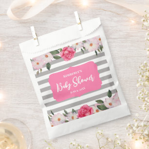 Waterverf Gentle Pink White Roses Baby shower Bedankzakje