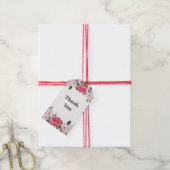 Waterverf Gentle Pink White Roses Dank u Cadeaulabel (Met Touw)
