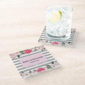 Waterverf Gentle Pink White Roses Floral Wedding Glazen Onderzetter (Schuin)