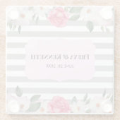 Waterverf Gentle Pink White Roses Floral Wedding Glazen Onderzetter (Achterkant)