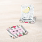 Waterverf Gentle Pink White Roses Floral Wedding Kartonnen Onderzetters (Insitu)