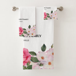 Waterverf Gentle Pink White Roses Illustration Bad Handdoek