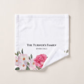 Waterverf Gentle Pink White Roses Illustration Bad Handdoek (Wasdoekje)