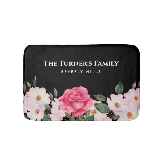 Waterverf Gentle Pink White Roses Illustration Badmat (Voorkant)