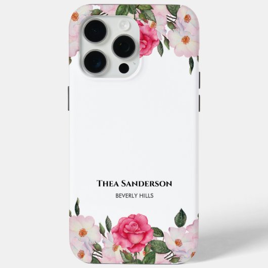 Waterverf Gentle Pink White Roses Illustration Case-Mate iPhone Case (Achterkant)