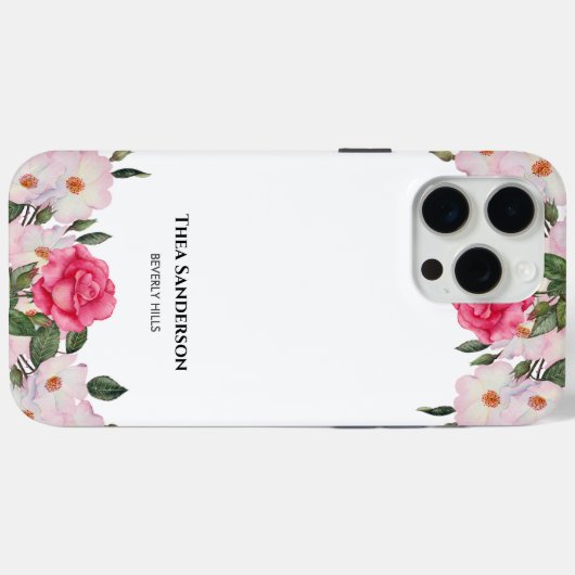 Waterverf Gentle Pink White Roses Illustration Case-Mate iPhone Case (Achterkant (horizontaal))