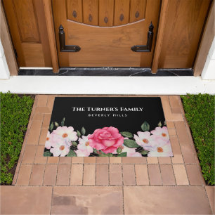 Waterverf Gentle Pink White Roses Illustration Deurmat