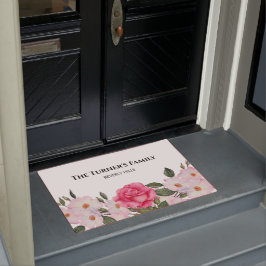 Waterverf Gentle Pink White Roses Illustration Deurmat