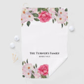 Waterverf Gentle Pink White Roses Illustration Golfhanddoek (Insitu)