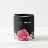 Waterverf Gentle Pink White Roses Illustration Mok (Midden)