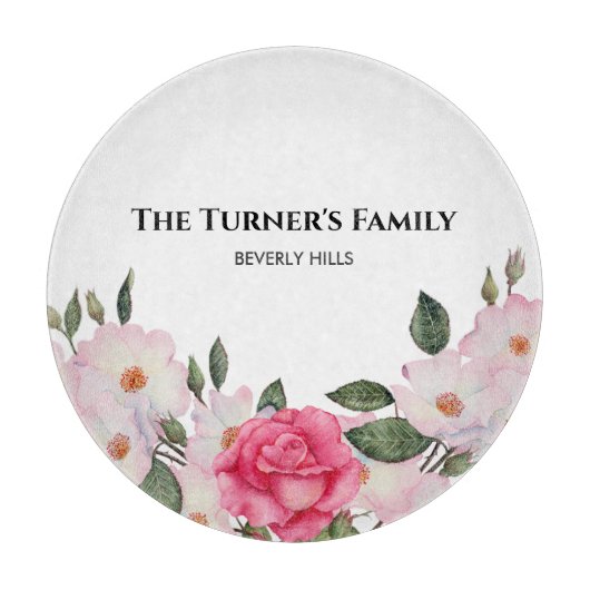 Waterverf Gentle Pink White Roses Illustration Snijplank (Voorkant)