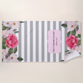 Waterverf Gentle Pink White Roses Illustration Strandlaken (Voorkant)