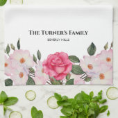 Waterverf Gentle Pink White Roses Illustration Theedoek (Gevouwen)