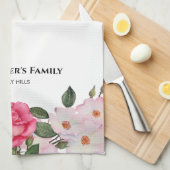 Waterverf Gentle Pink White Roses Illustration Theedoek (Quarter Fold)