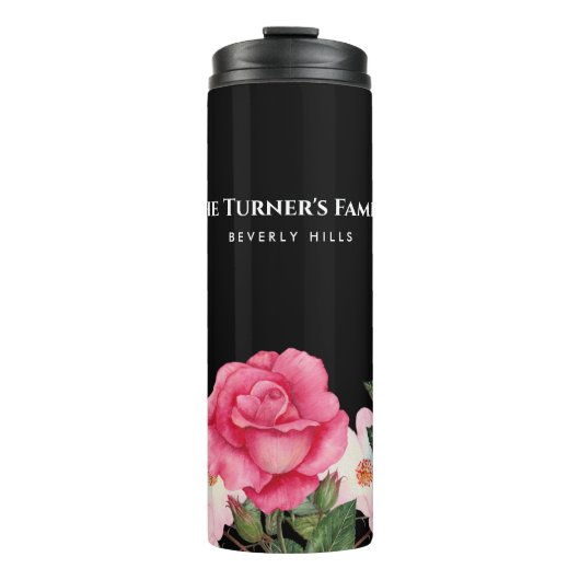 Waterverf Gentle Pink White Roses Illustration Thermosbeker (Voorkant)