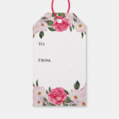 Waterverf Gentle Pink White Roses Moederdag Cadeaulabel (Achterkant)