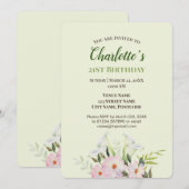 Waterverf Gentle White Calla Birthday Uitnodiging (Voorkant / Achterkant)