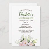 Waterverf Gentle White Calla Birthday Uitnodiging (Voorkant / Achterkant)