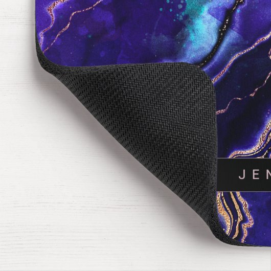 Waterverf Geode Deep Blue Paars Roos Gold Agate Muismat (Hoek)