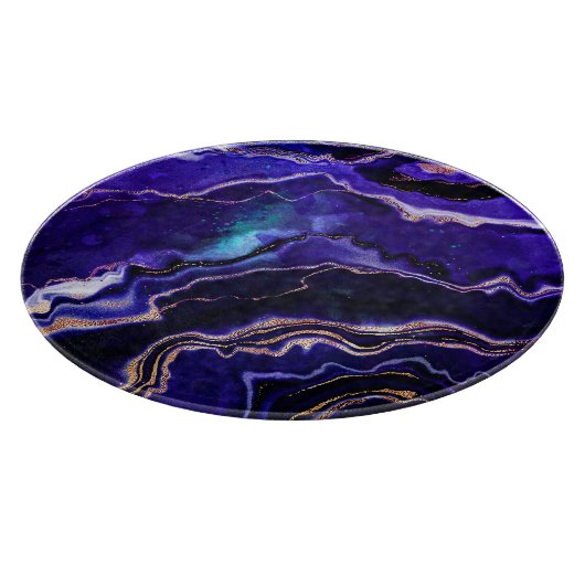 Waterverf Geode Deep Blue Paars Roos Gold Agate Snijplank (Hoek)