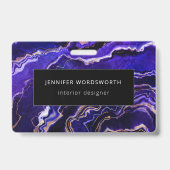 Waterverf Geode Deep Blue Paarse Agaat Badge (Achterkant)