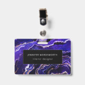 Waterverf Geode Deep Blue Paarse Agaat Badge (Voorkant met clip)