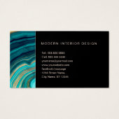 Waterverf Geode Green Black Agate Malachite Visitekaartje (Achterkant)