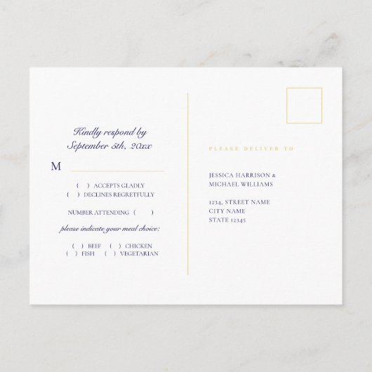Waterverf Geode Modern Calligraphy Wedding RSVP Briefkaart (Achterkant)